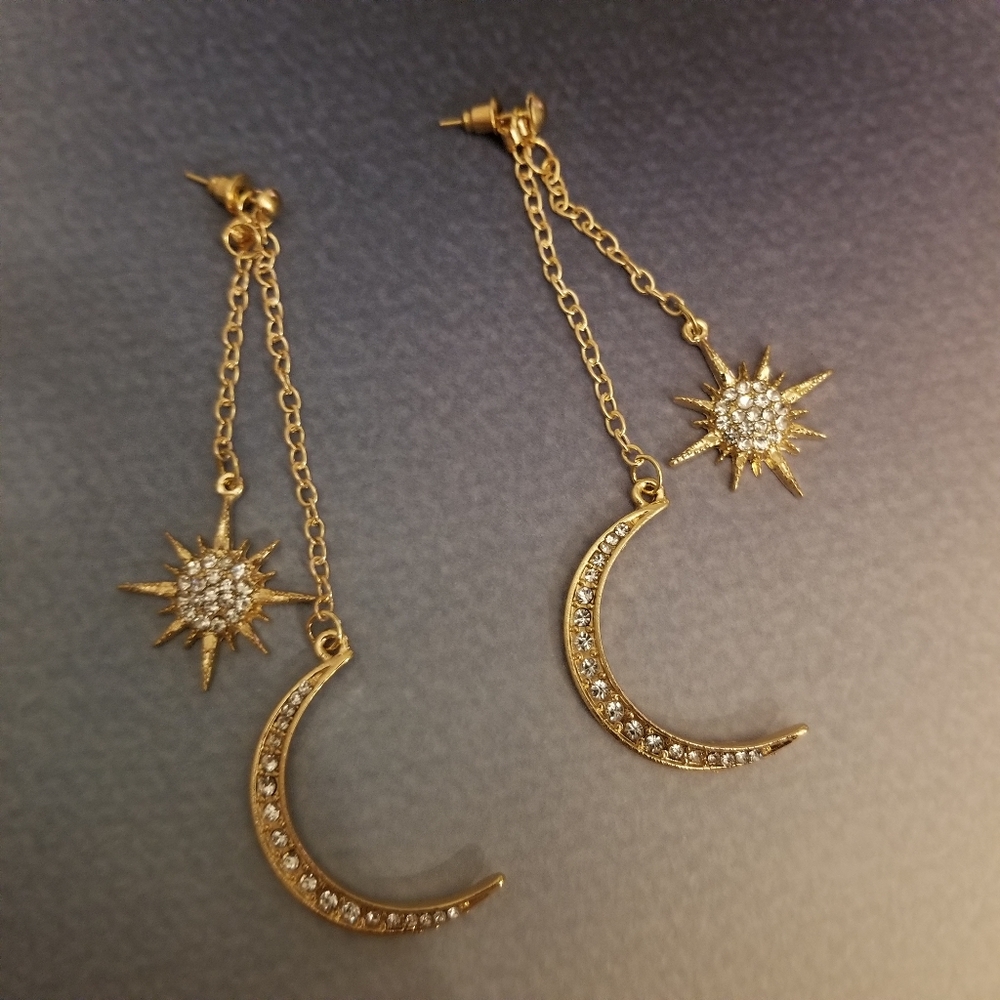 NWOT Sun and Moon Dangle Earrings